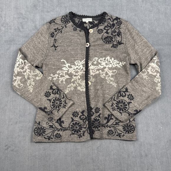 Wuaman Reversible Alpaca Blend Sweater Cardigan Beige Peruvian Small